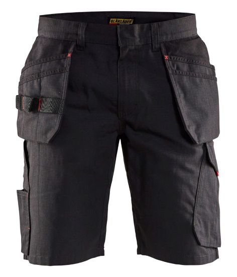 Afbeeldingen van BLÅKLÄDER Short service met spijkerzakken 1494 zwart/rood C62