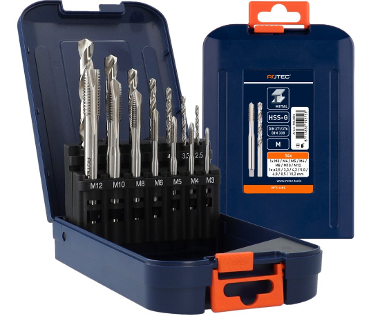 Afbeeldingen van ROTEC Tappen- & borenset HSS-G doorlopend 7+7x M3-M12 ABS
