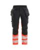 Afbeeldingen van BLÅKLÄDER Werkbroek met stretch dames 7030 zwart/High Vis rood D18
