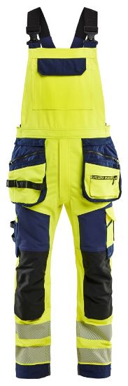 Afbeeldingen van BLÅKLÄDER Bretelbroek met 4-weg stretch 2626 High Vis geel/marineblauw D84