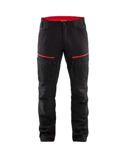 Afbeeldingen van BLÅKLÄDER Werkbroek service met stretch 1456 zwart/rood D120