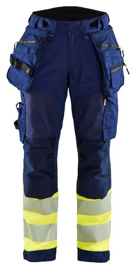 Afbeeldingen van BLÅKLÄDER Softshell werkbroek dames 7114 marineblauw/High Vis geel C32