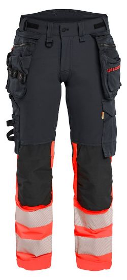 Afbeeldingen van BLÅKLÄDER Werkbroek met 4-weg stretch dames 7025 zwart/High Vis rood D25