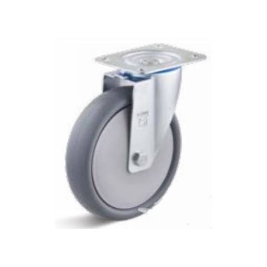 Afbeeldingen van TORWEGGE Zwenkwiel thermoplastic rubber grijs met plaat 80X30MM h=100MM 80kg