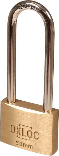 Afbeeldingen van OXLOC Cilinderhangslot EV messing hoog 50X80MM