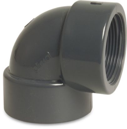 Afbeeldingen van PROFEC Knie 90° PVC-U grijs 110MMX4" lijmmof/binnendraad 10bar