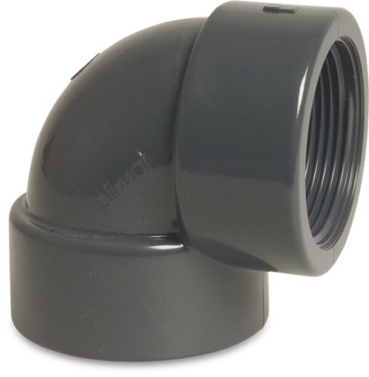 Afbeeldingen van PROFEC Knie 90° PVC-U grijs 110MMX4" lijmmof/binnendraad 10bar