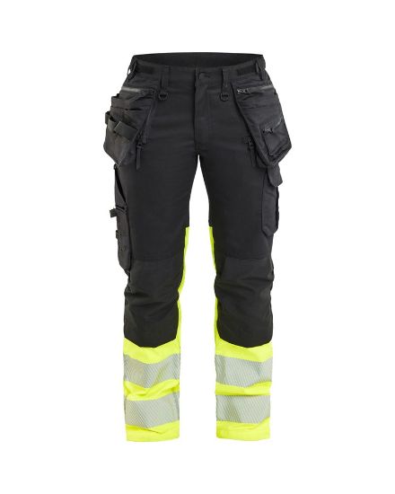 Afbeeldingen van BLÅKLÄDER Werkbroek met stretch dames 7030 zwart/High Vis geel D19