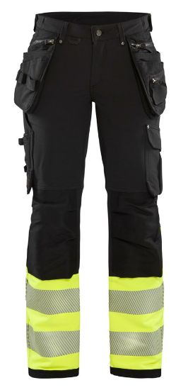 Afbeeldingen van BLÅKLÄDER Werkbroek met 4-weg stretch dames 7193 zwart/High Vis geel C48