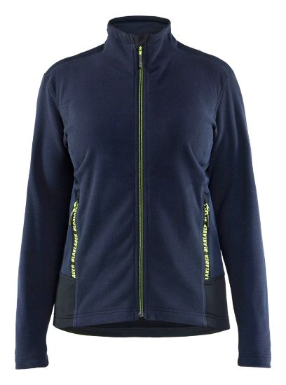 Afbeeldingen van BLÅKLÄDER Microfleecevest dames 4766 donker marineblauw/High Vis geel S
