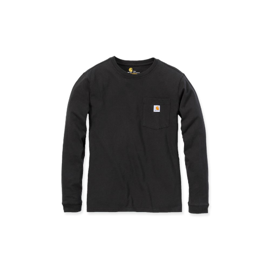 Afbeeldingen van CARHARTT T-shirt lange mouwen met zak dames 103244 zwart XS