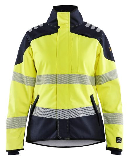 Afbeeldingen van BLÅKLÄDER Softshell jack Multinorm dames 4448 High Vis geel/marineblauw 2XL