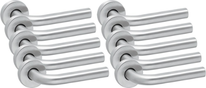 Afbeeldingen van OXLOC Deurkruk + rozet VH L-model Breda RVS 37-47MM