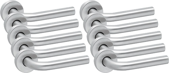 Afbeeldingen van OXLOC Deurkruk + rozet VH L-model Breda RVS 37-47MM