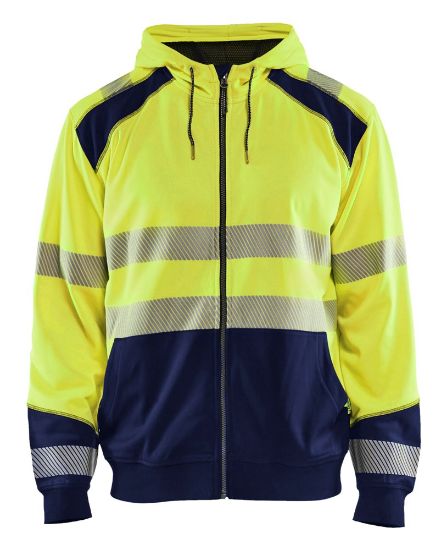 Afbeeldingen van BLÅKLÄDER Hoodie 3546 High Vis geel/marineblauw M