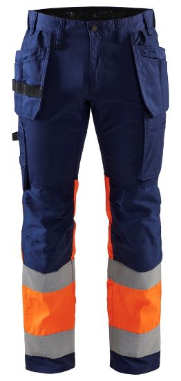 Afbeeldingen van BLÅKLÄDER Werkbroek met stretch 1558 marineblauw/High Vis oranje D96