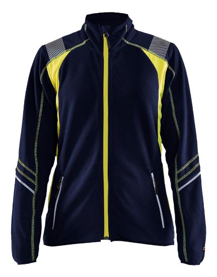 Afbeeldingen van BLÅKLÄDER Microfleecevest dames Visible 4973 marineblauw/High Vis geel S