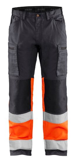 Afbeeldingen van BLÅKLÄDER Werkbroek met stretch 1551 medium grijs/High Vis oranje C54
