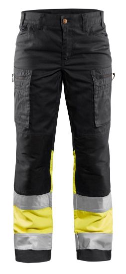 Afbeeldingen van BLÅKLÄDER Werkbroek met stretch dames 7161 zwart/High Vis geel D21