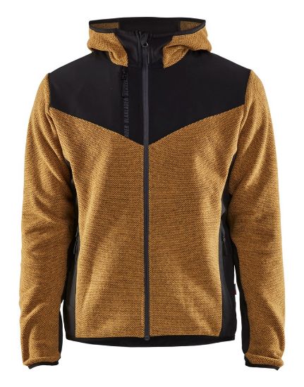 Afbeeldingen van BLÅKLÄDER Gebreid jack met softshell 5940 honinggoud/zwart S