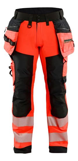 Afbeeldingen van BLÅKLÄDER Softshell werkbroek 1820 High Vis rood/zwart D96