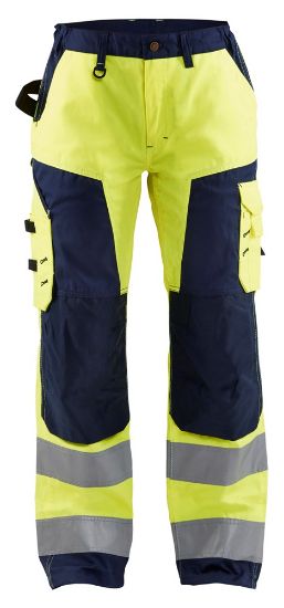 Afbeeldingen van BLÅKLÄDER Werkbroek dames zonder spijkerzakken 7155 High Vis geel/marineblauw C48