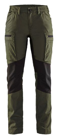 Afbeeldingen van BLÅKLÄDER Werkbroek service dames met stretch 7159 donker herfstgroen/zwart C46