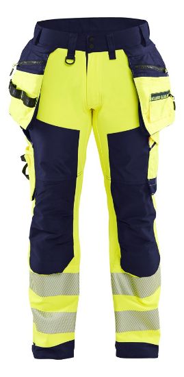 Afbeeldingen van BLÅKLÄDER Softshell werkbroek 1820 High Vis geel/marineblauw C48