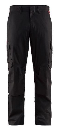 Afbeeldingen van BLÅKLÄDER Werkbroek industrie met stretch en kniezakken 1448 zwart/rood D96