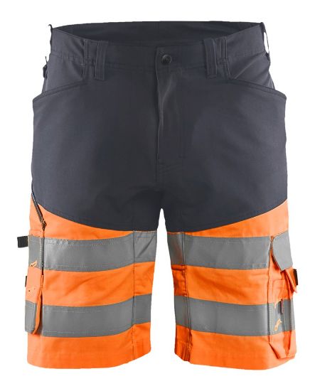 Afbeeldingen van BLÅKLÄDER Short met stretch 1541 medium grijs/High Vis oranje C60