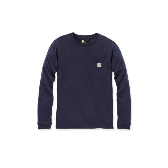 Afbeeldingen van CARHARTT T-shirt lange mouwen met zak dames 103244 navy L