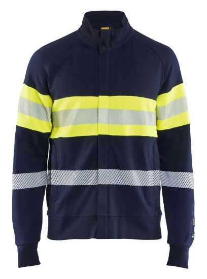 Afbeeldingen van BLÅKLÄDER Sweater Multinorm met rits 3462 marineblauw/High Vis geel S