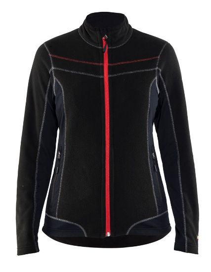 Afbeeldingen van BLÅKLÄDER Microfleecevest dames 4924 zwart/rood 2XL