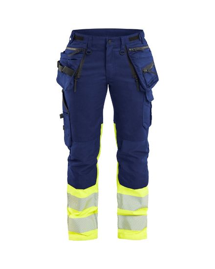 Afbeeldingen van BLÅKLÄDER Werkbroek met stretch dames 7030 marineblauw/High Vis geel C40
