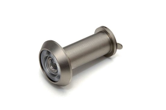 Afbeeldingen van DX Deurspion 180° massief messing RVS finish 14MM deurdikte 35-60MM inclusief afsluitklepje