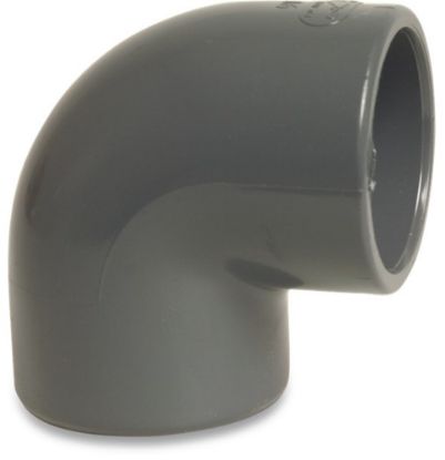 Afbeeldingen van PROFEC Knie 90° PVC-U grijs 40MM lijmmof 16bar KIWA