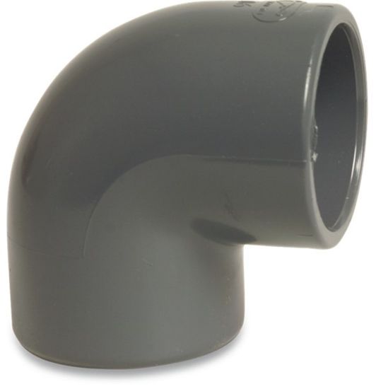 Afbeeldingen van PROFEC Knie 90° PVC-U grijs 40MM lijmmof 16bar KIWA