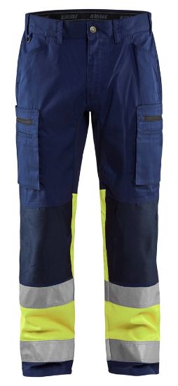 Afbeeldingen van BLÅKLÄDER Werkbroek met stretch 1551 marineblauw/High Vis geel D84