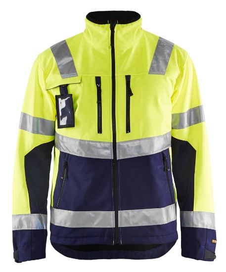 Afbeeldingen van BLÅKLÄDER Softshell jack 4900 High Vis geel/marineblauw L