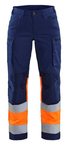 Afbeeldingen van BLÅKLÄDER Werkbroek met stretch dames 7161 marineblauw oranje/D20