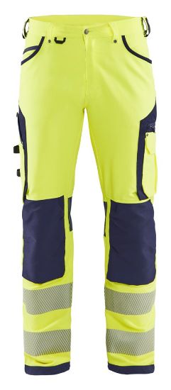 Afbeeldingen van BLÅKLÄDER Werkbroek met 4-weg stretch zonder spijkerzakken 1197 High Vis geel/marineblauw C152
