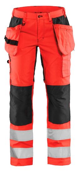 Afbeeldingen van BLÅKLÄDER Werkbroek dames met stretch 7163 High Vis rood/zwart C40