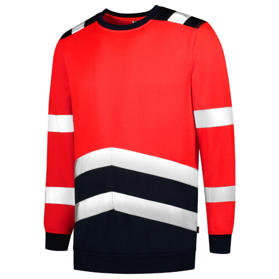 Afbeeldingen van TRICORP Sweater High Vis bi-colour 303004 fluor rood/inkt S