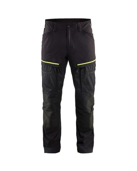 Afbeeldingen van BLÅKLÄDER Werkbroek service met stretch 1456 zwart/High Vis geel C60