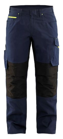 Afbeeldingen van BLÅKLÄDER Werkbroek service met stretch 1495 donker marineblauw/High Vis geel D100