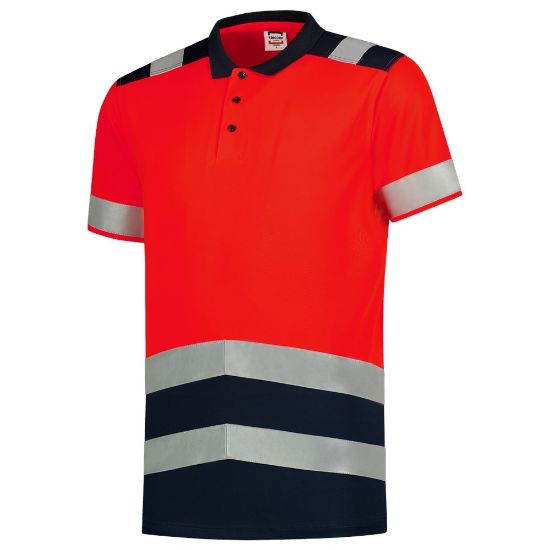 Afbeeldingen van TRICORP Poloshirt High Vis bi-colour 203007 fluor rood/inkt M