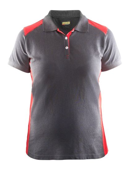 Afbeeldingen van BLÅKLÄDER Poloshirt piqué dames 3390 grijs/rood L