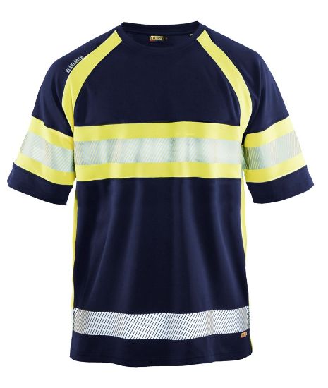 Afbeeldingen van BLÅKLÄDER T-shirt UV 3337 marineblauw/High Vis geel L