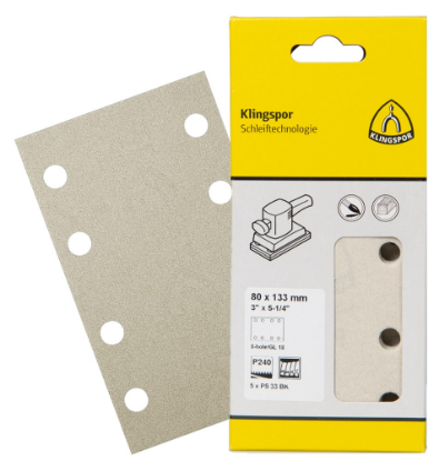 Afbeeldingen van Schuurpapiervel PS33BK met klittenband 115X115MM K240 stansvorm GL20 in DIY verpakking