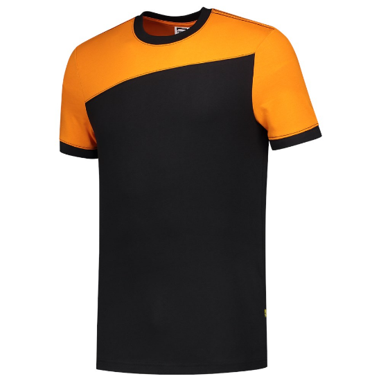 Afbeeldingen van TRICORP T-shirt bi-colour Naden 102006 zwart/oranje 7XL